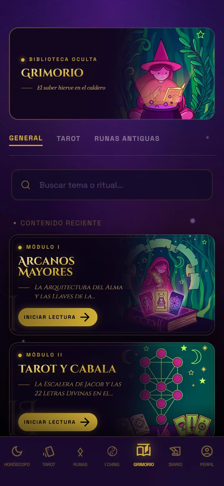 Estudia las cartas en el Grimorio.