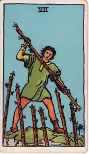 Seven of Wands · Rider–Waite–Smith