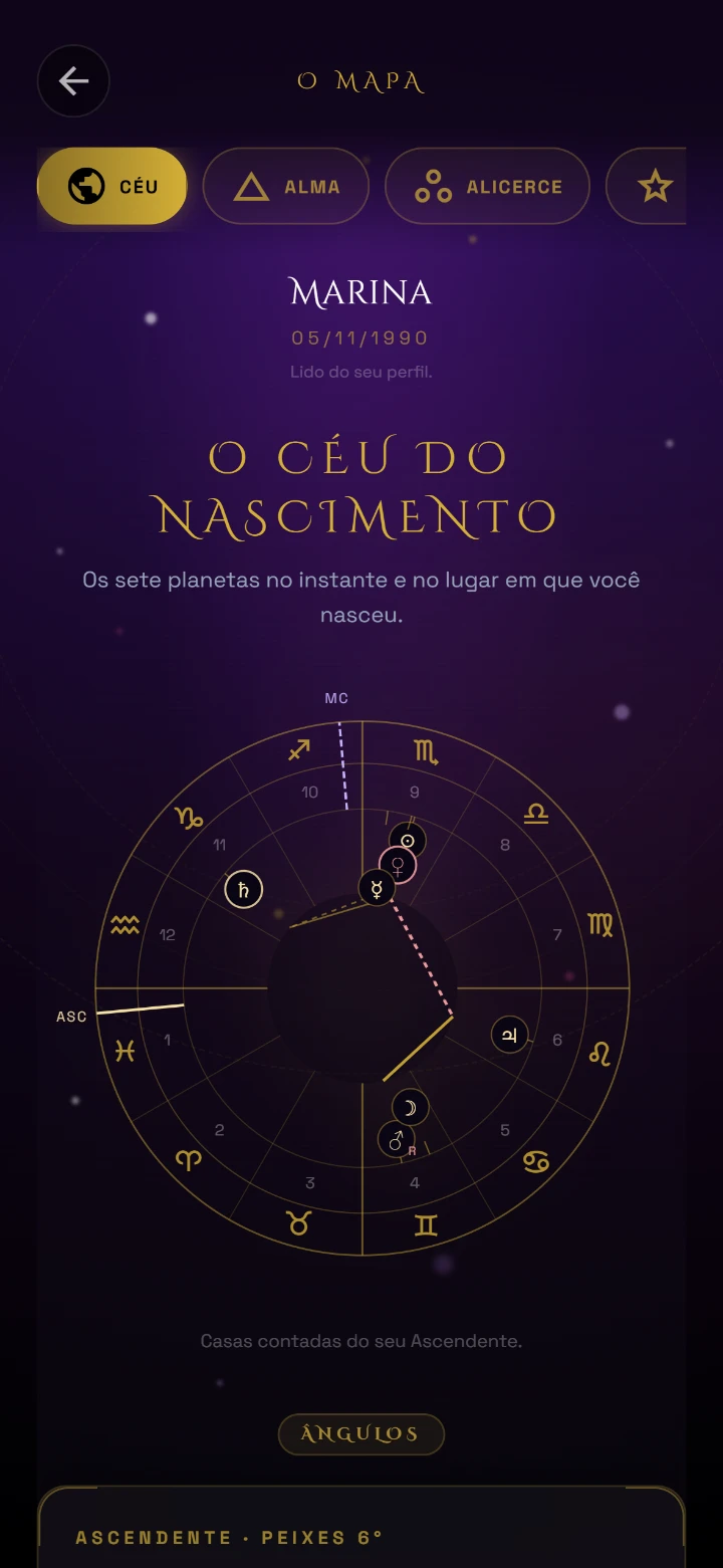 Explore Sol, Lua e ascendente.